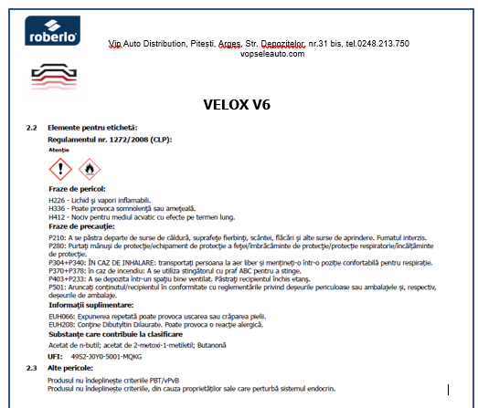 Primer acrilic 2K Velox V6, 3l, negru, Roberlo